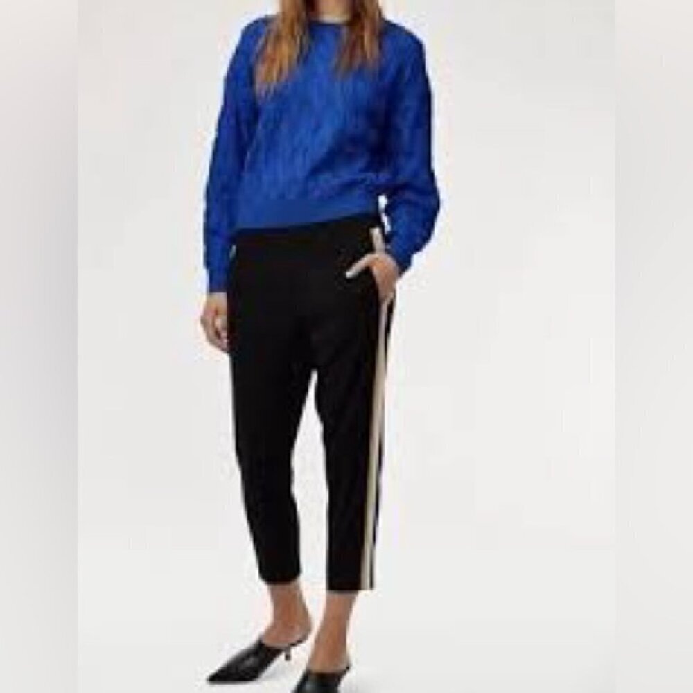 Babaton Aritzia Black Conan Side Stripe Crepe Pull on Trouser Pants Sz 4
